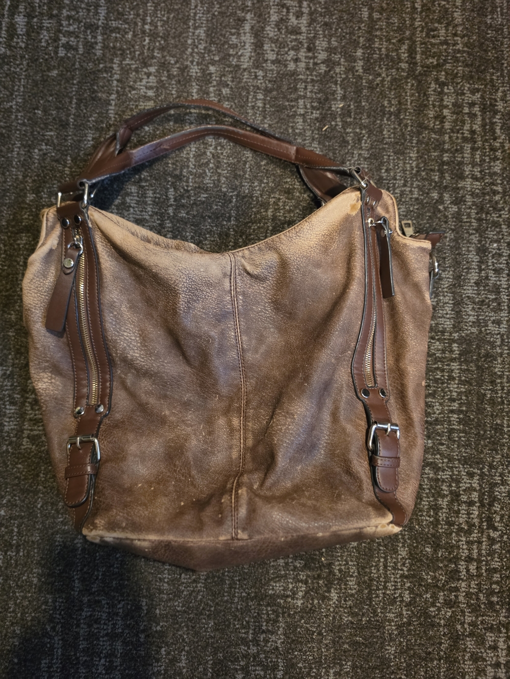 Brown Leather Hobo Shoulder Bag